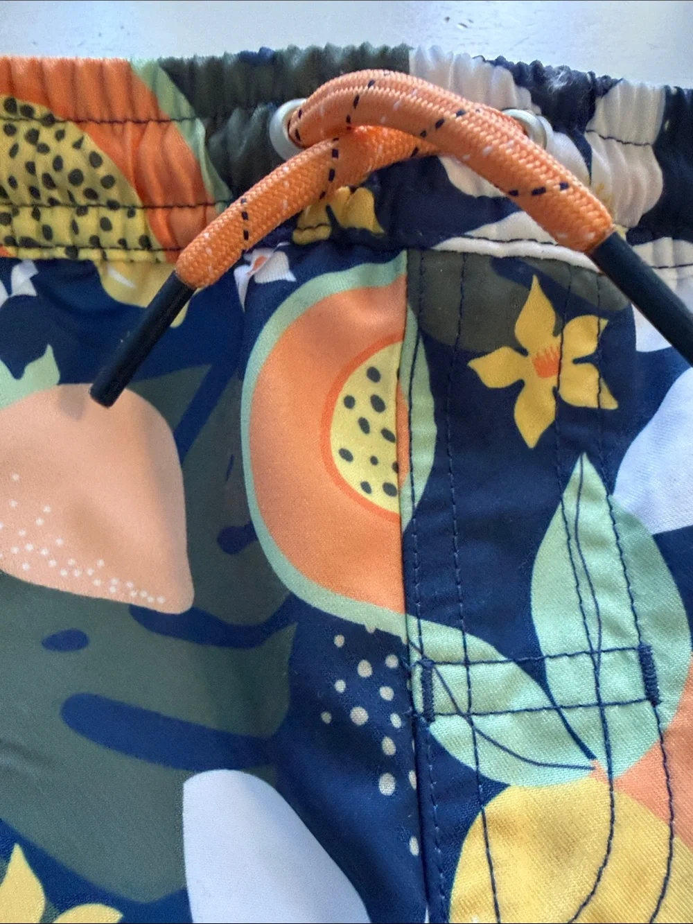 RuggedButts Boys' Navy Tropical Fruit Swim Trunks